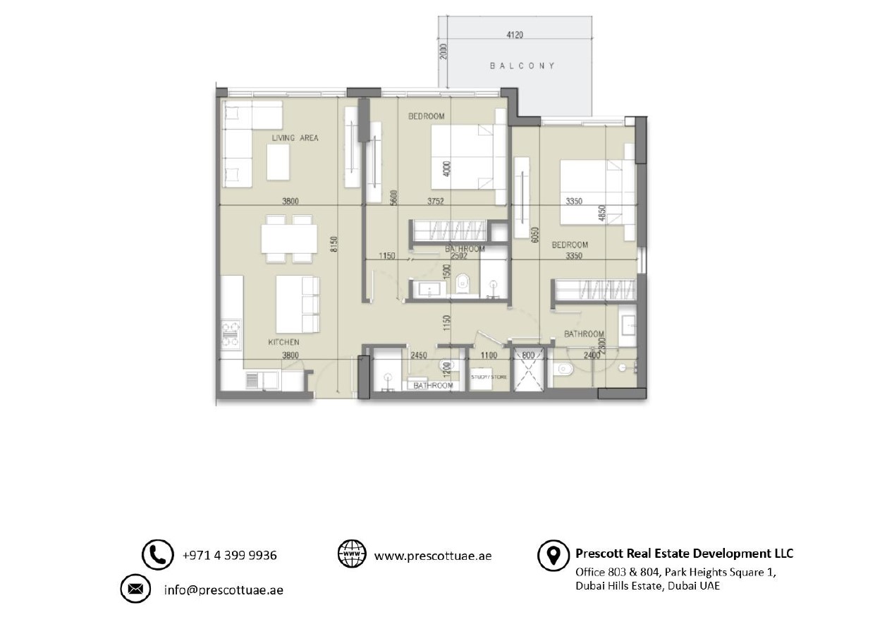 Appartement de luxe avec deux chambres à SERENE GARDENS (Unité 416, Type 2)