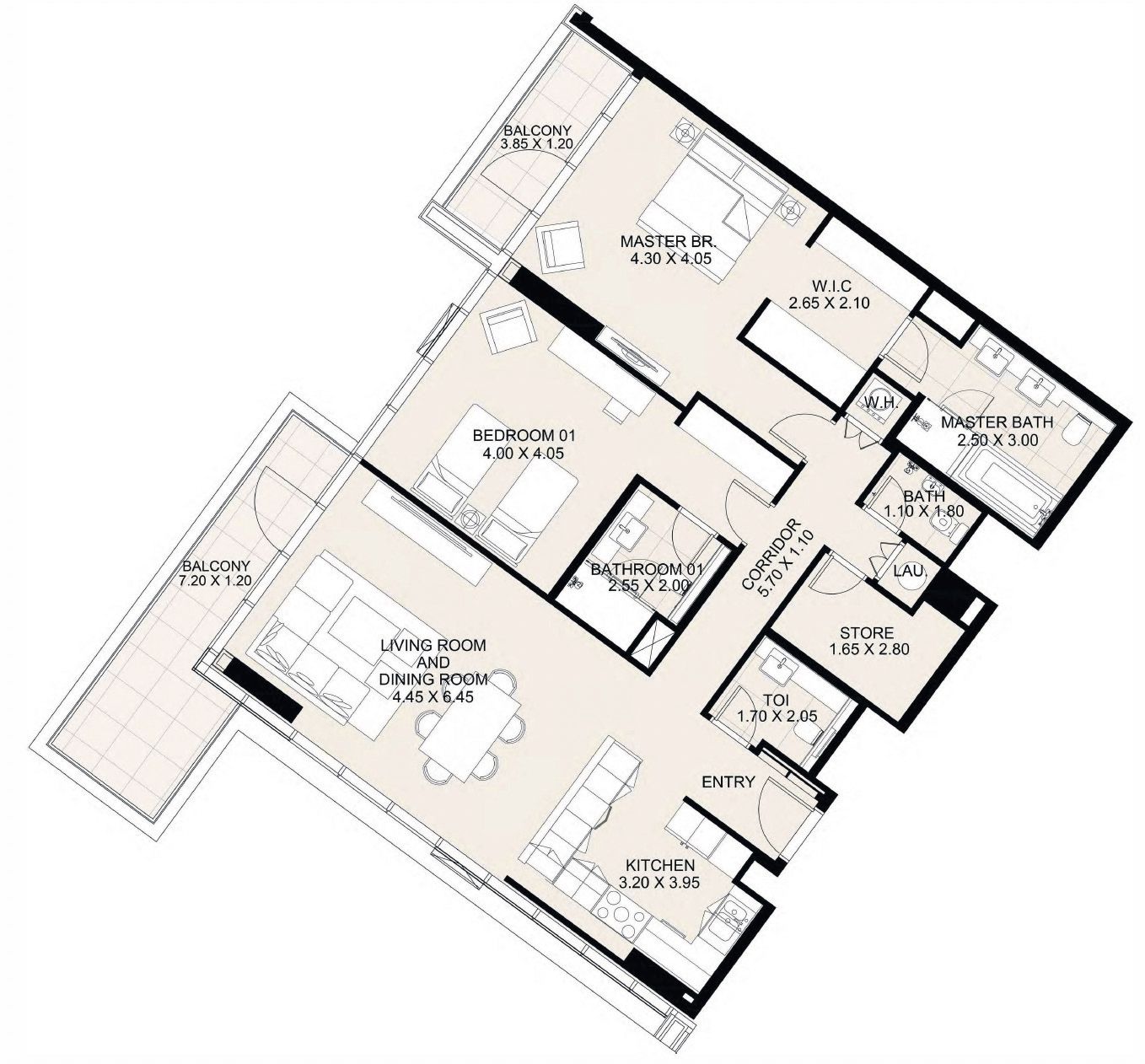 Appartements de luxe dans la résidence Canal Front (WEST-604-DEUX_CHAMBRES) à vendre