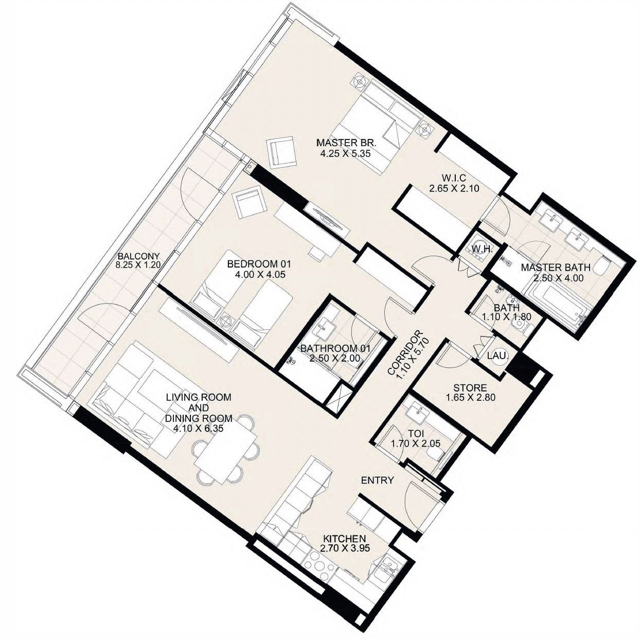 Appartements de luxe dans un résidence Canal Front (WEST-202-DEUX_CHAMBRES) à vendre